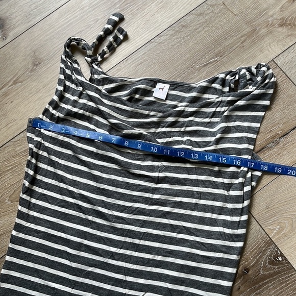 Peruvian Connection Striped Gray Dress with Tie Sleeve Detail - Picture 11 of 12